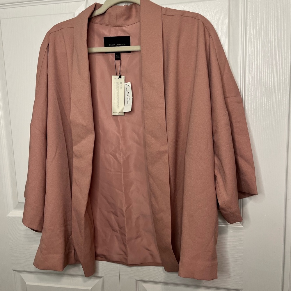Banana Republic Dusty Pink Open Front Shawl Wide Sleeve PL NWT Retail $109